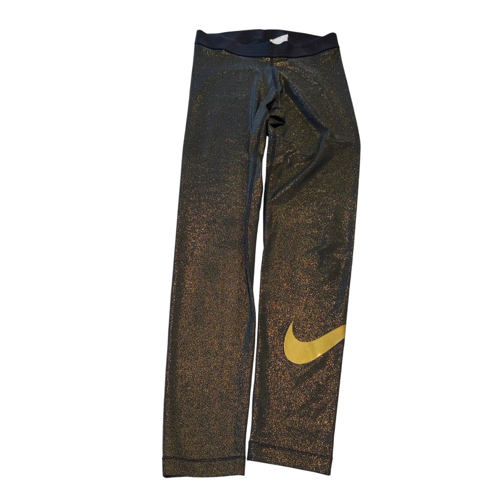 Nike Pro | Women's Small | Black‎ Gold Sparkle Training Leggings
